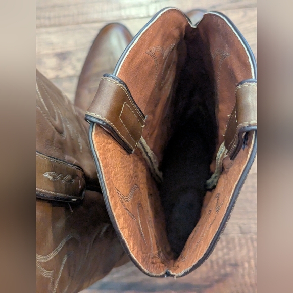 Vintage Zecuda by Dan Post Brown Leather Western Boots Mens Size 11 EE Wide - Picture 10 of 14